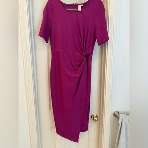 Allison Joy Magenta Twist Midi Dress